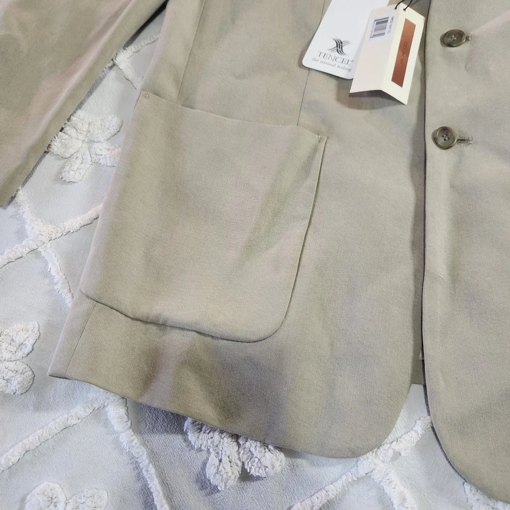 Axis Sports Coat Blazer Suit Jacket Tencel Fiber XL Beige Tan‎ 3 Button Shoulder